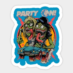 "PARTY ON!" BLUE Sticker